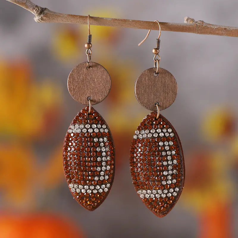 Rhinestone Football Earring