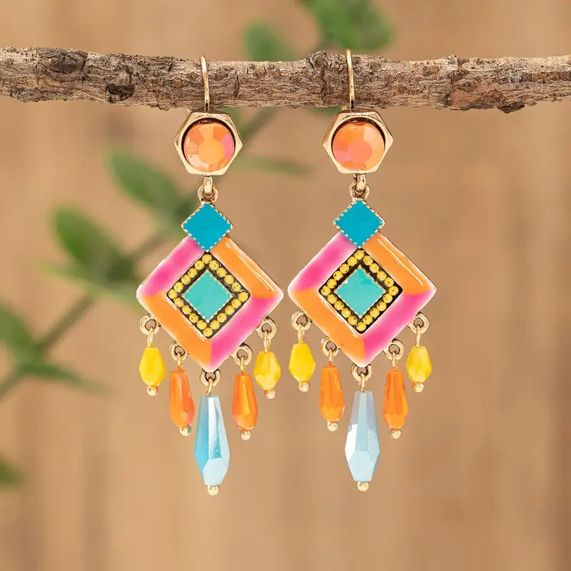 Handmade Enamel & Crystal Earrings