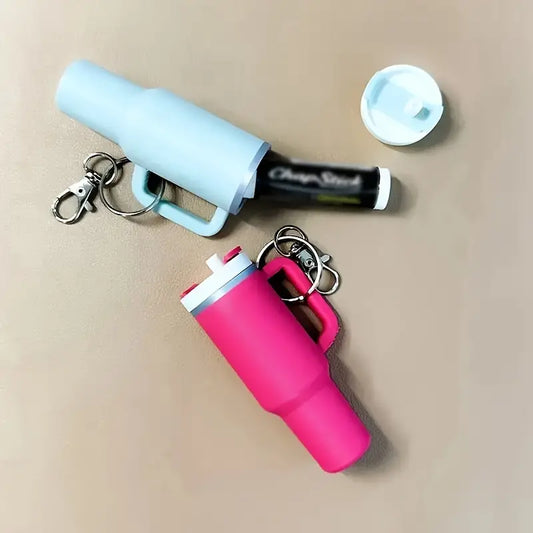 Mini Tumbler Lip Balm Holder Keychain
