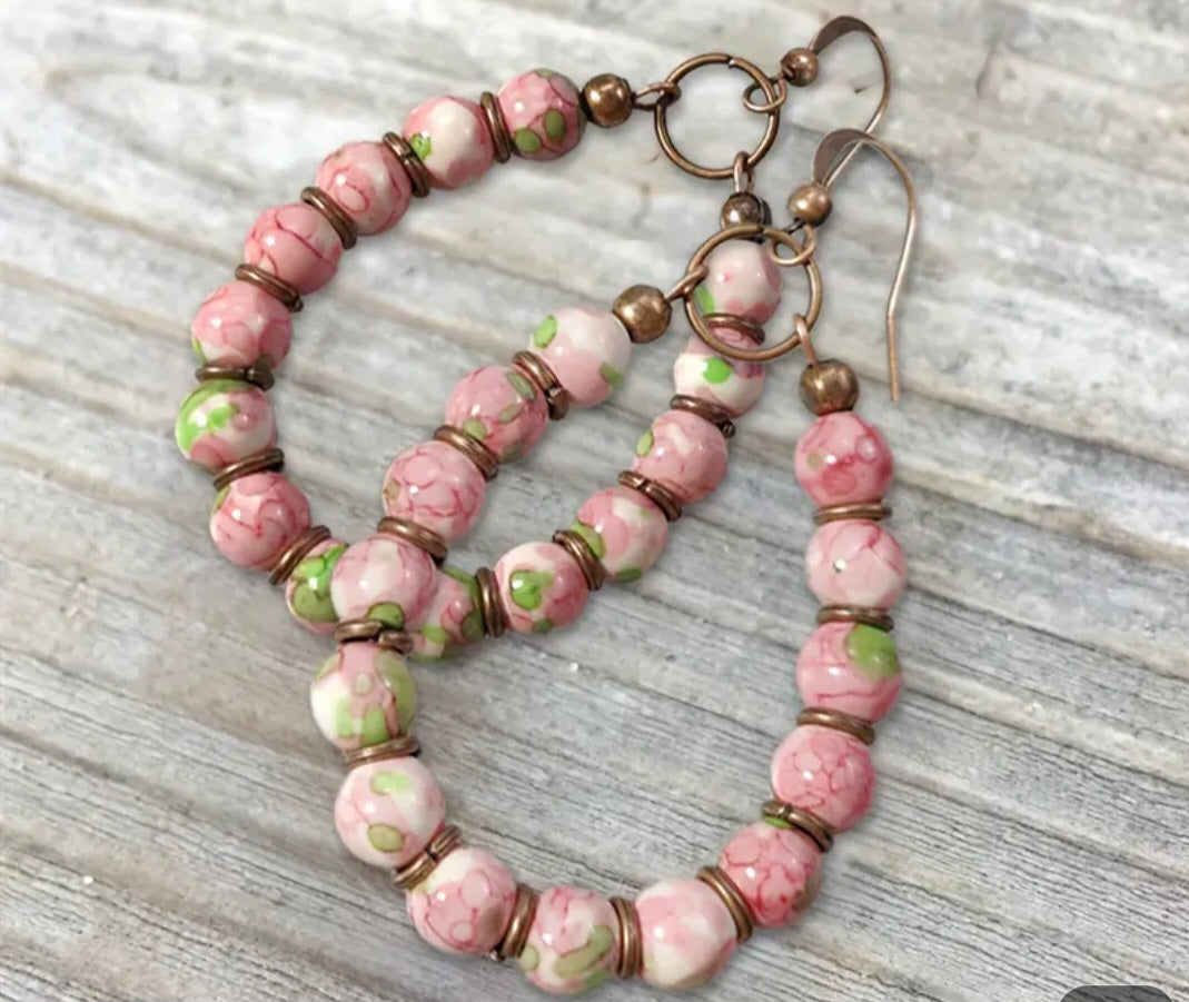 Natural Stone Bead Drop Earrings
