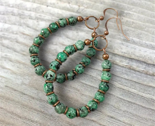 Natural Stone Bead Drop Earrings