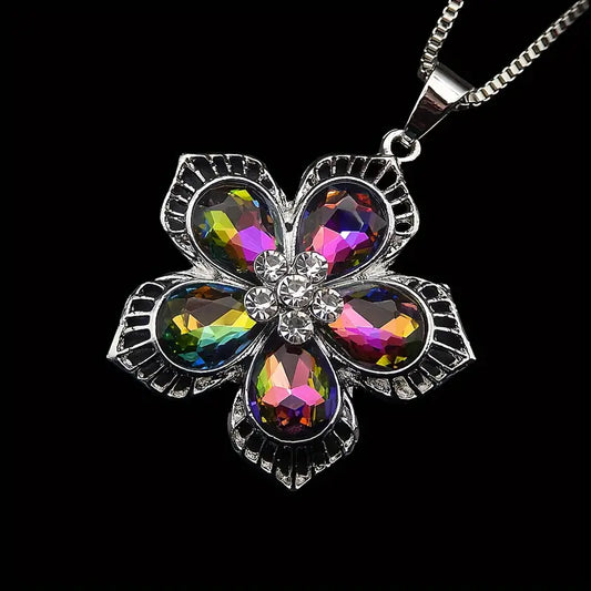 Oil Spill Floral Fashion Necklace