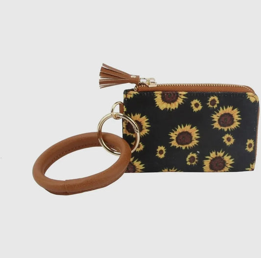 Sunflower Top Zip Wristlet
